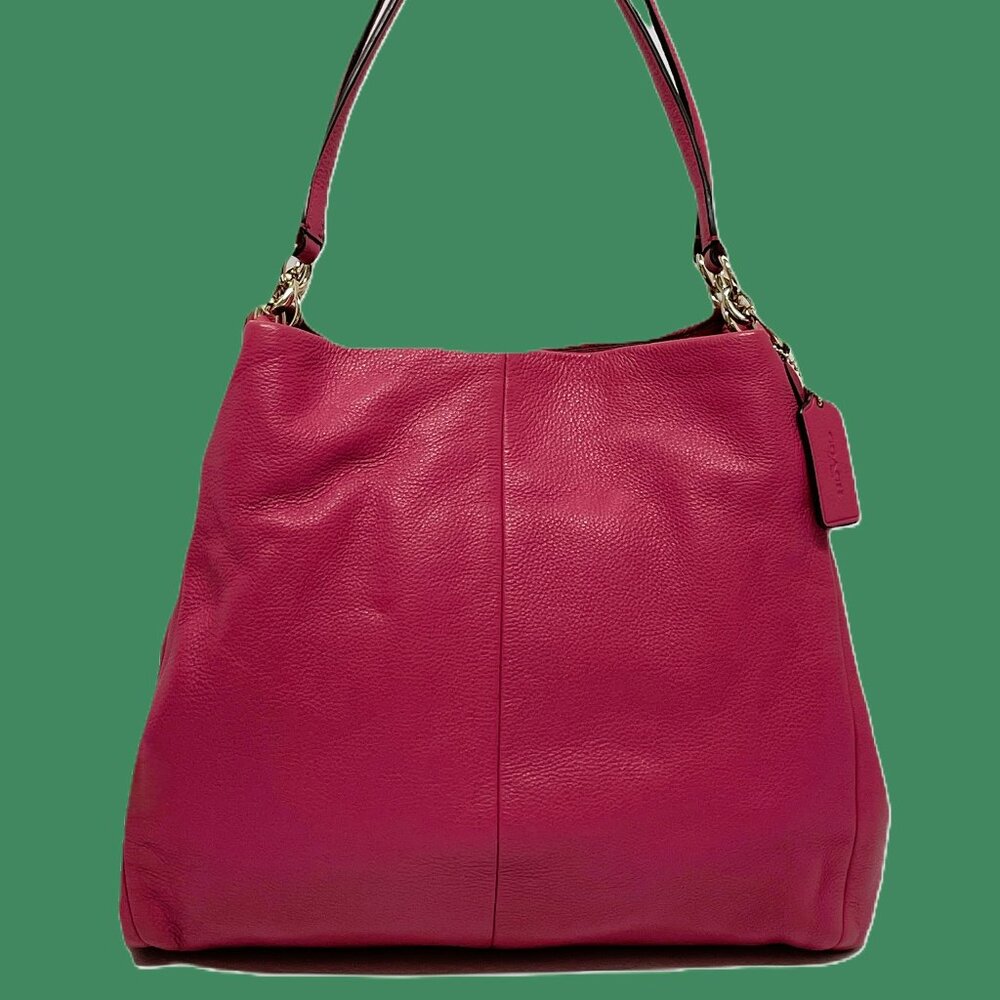 COACH Hot Pink Bag Pebbled Leather 35723 Organizer 3 Sections **EUC** GORGEOUS!!